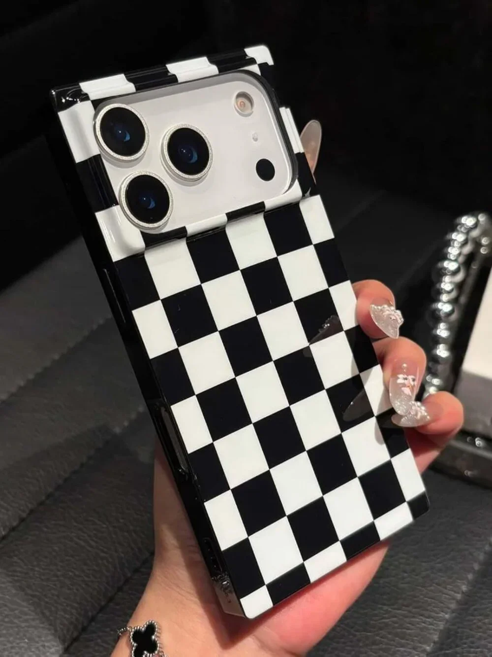Checkered Strong Magnetic Case for iPhone 17 Pro Compatible with MagSafe
